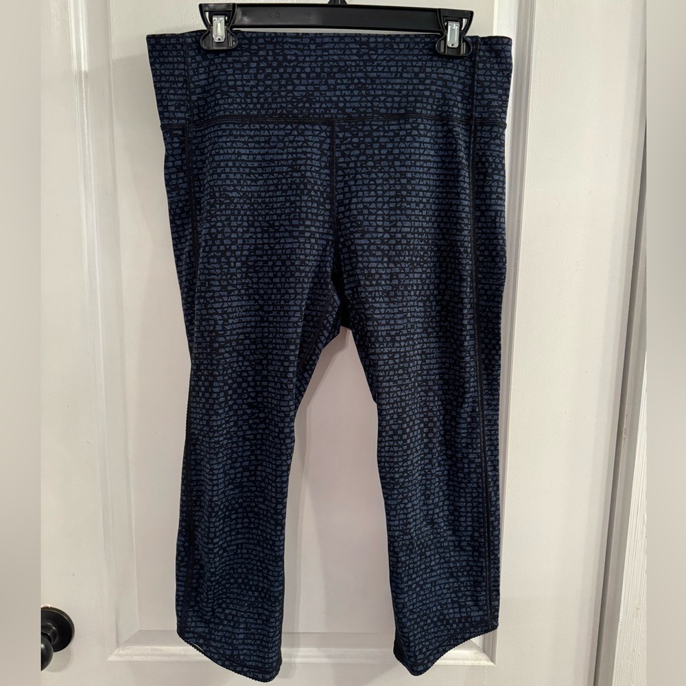 Lululemon Free Runner Crop 19" Shatter Weave Desert Teal Alberta Lake Black